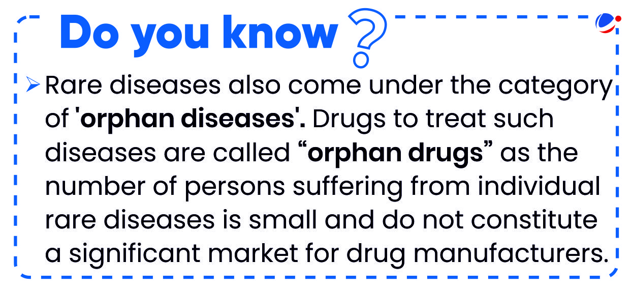 Infographic on the fact that rare diseases also come under the category of orphan diseases.