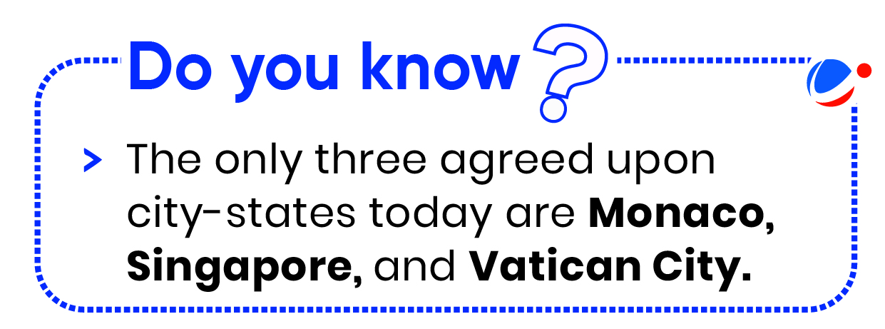 It gives idea that Monaco, Singapore and Vatican City are only three City-States.