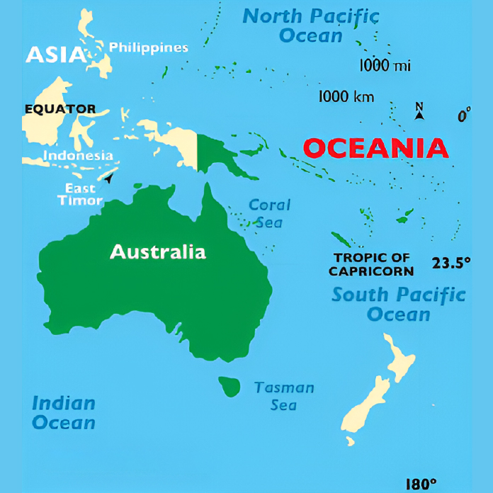 Map showing location of Australia