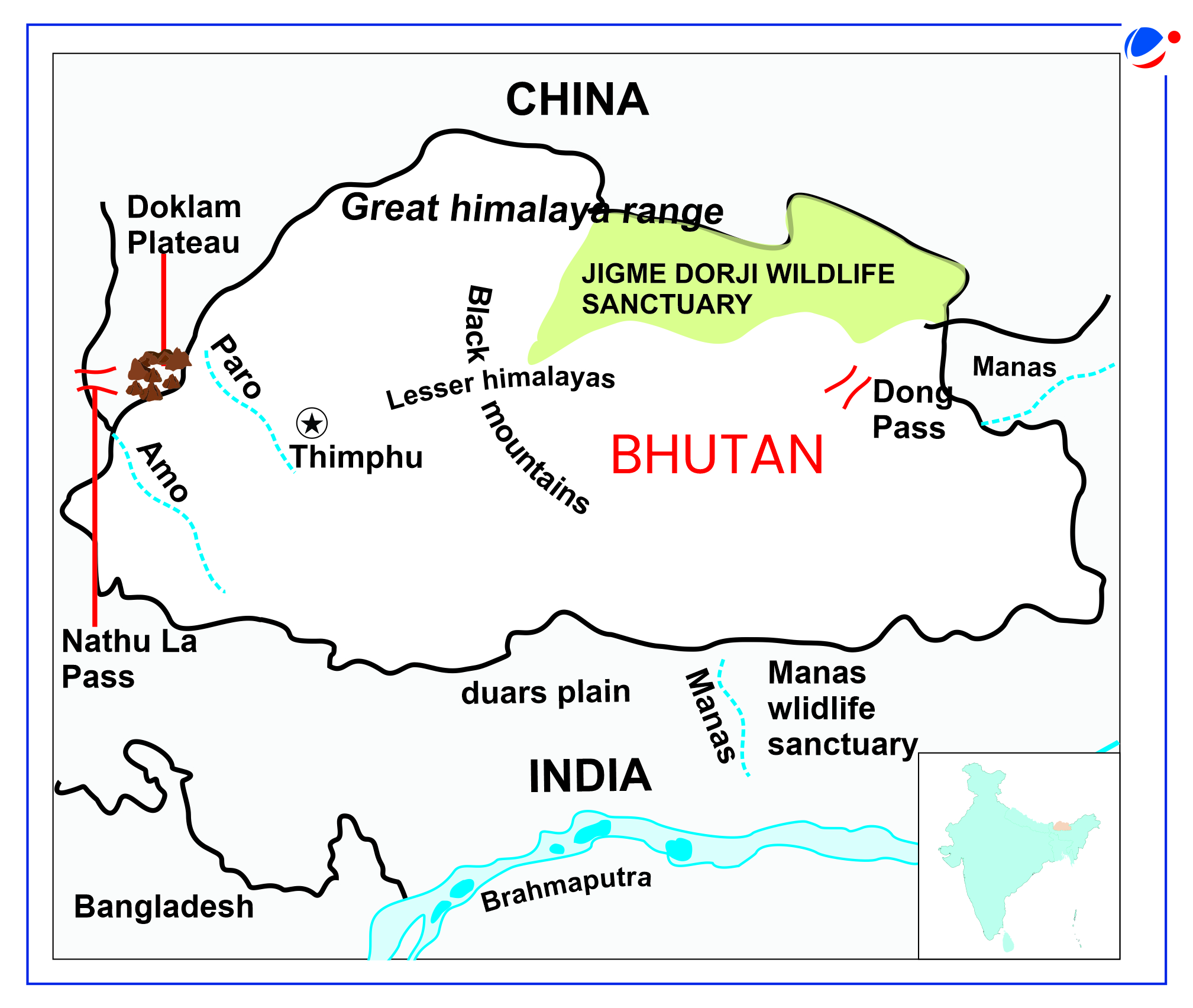 A map of bhutan with red and green areas

Description automatically generated