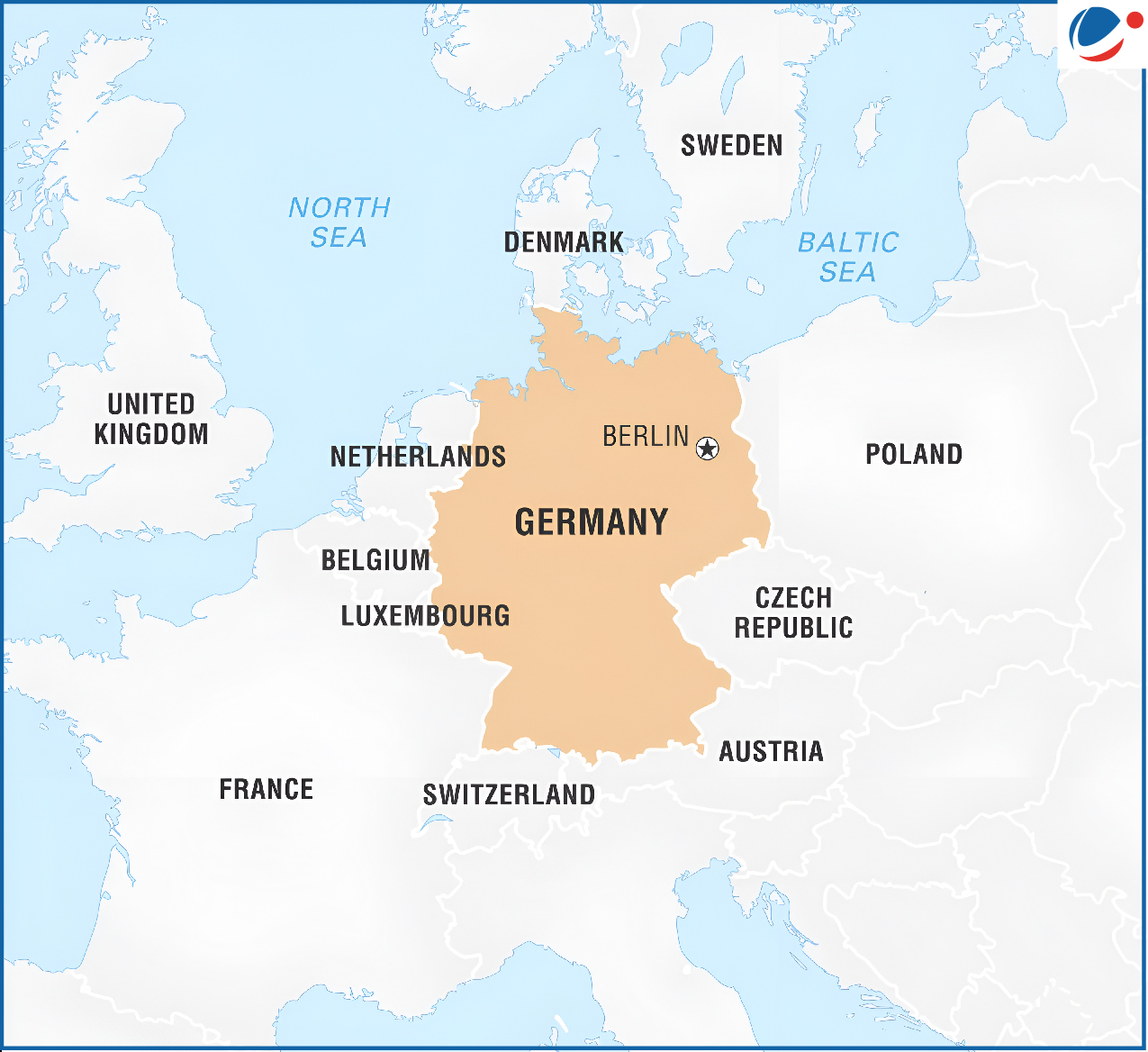 The map shows the location of Germany.