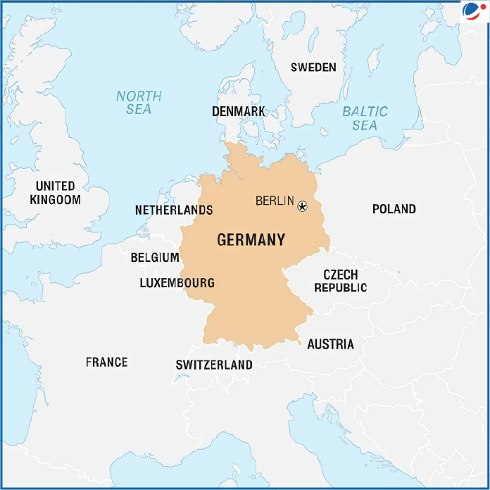 Map showing location of Germany