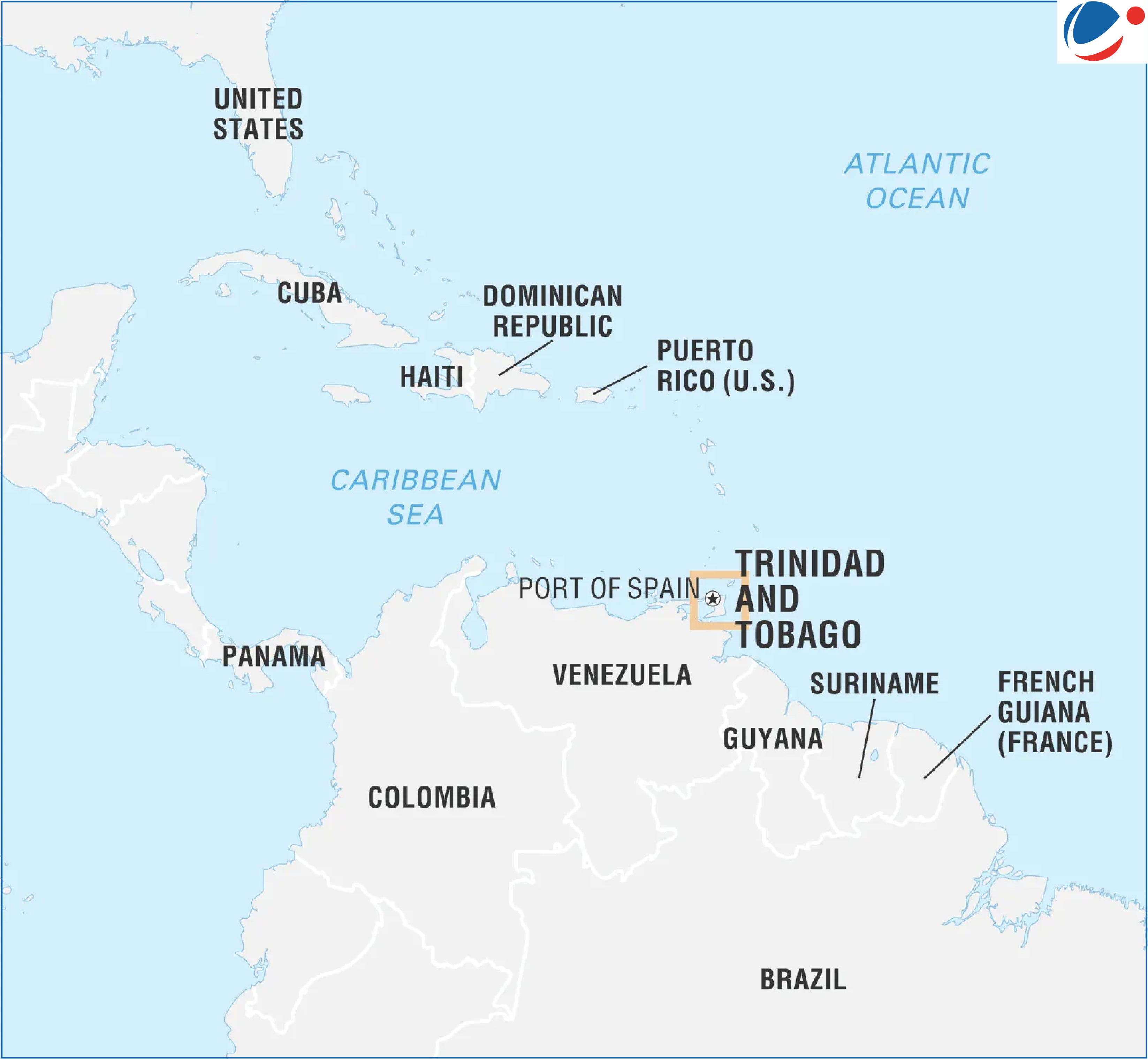 A detailed map showcasing the geographical layout of Trinidad and Tobago, highlighting key locations and features.