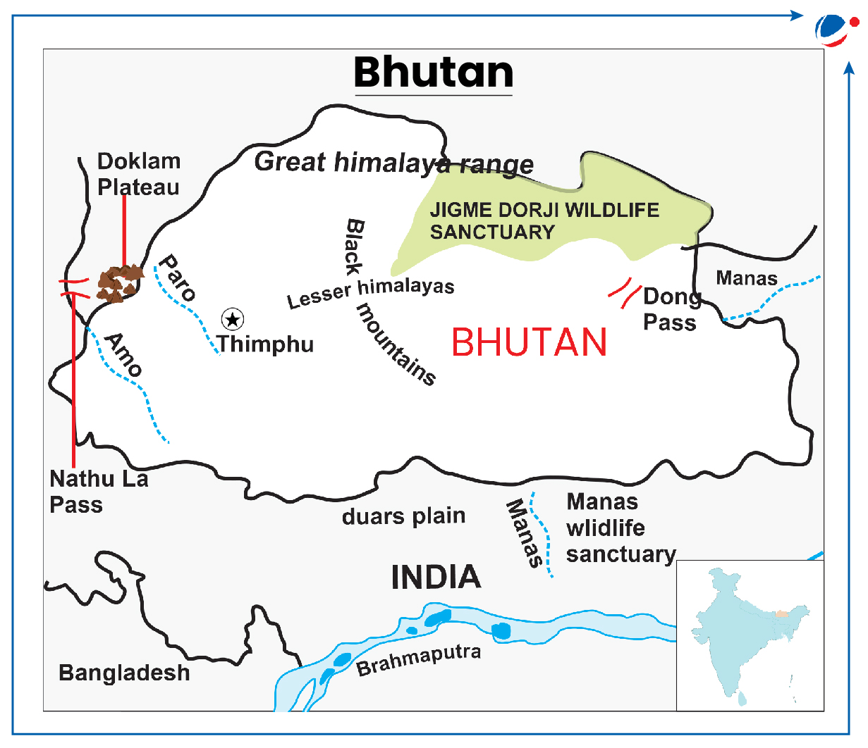 Map of Bhutan