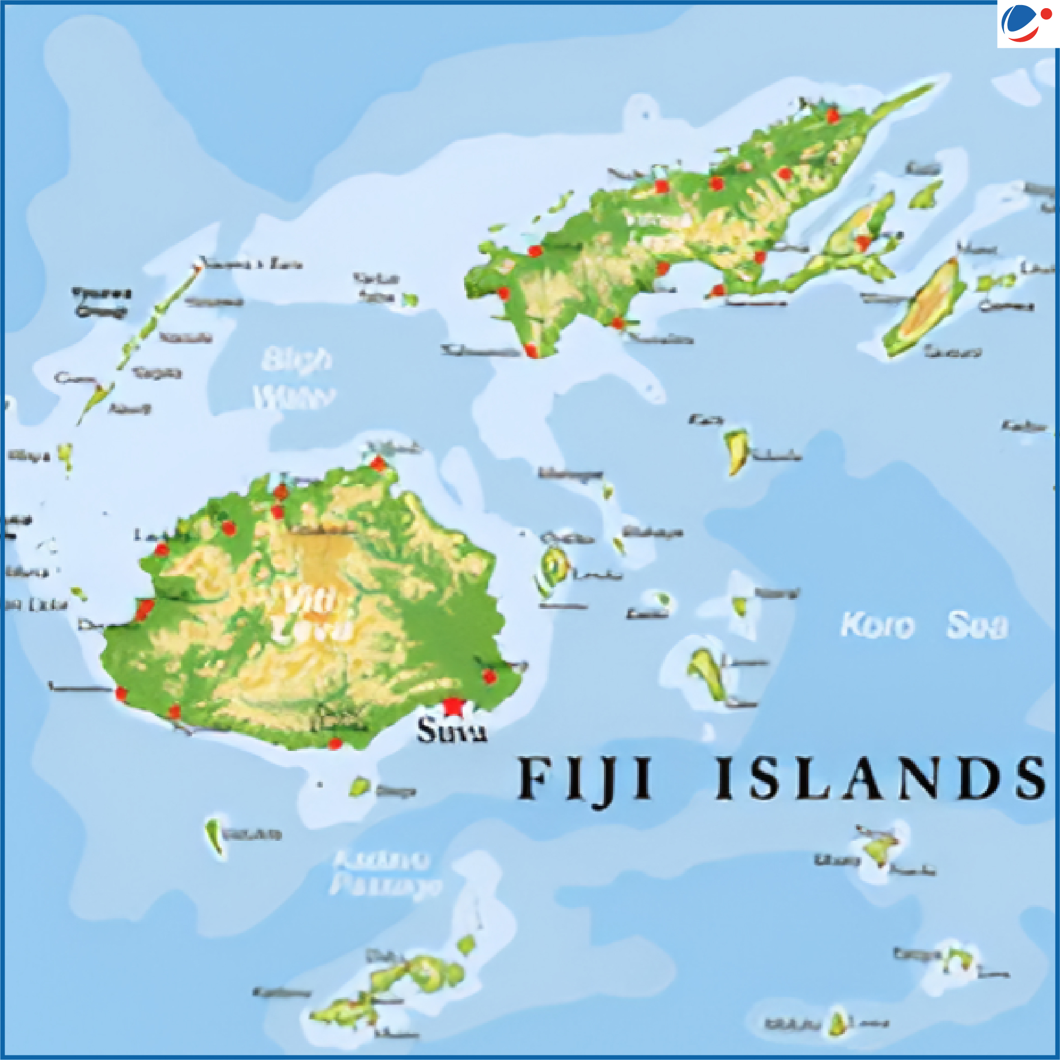 Map showing location of the Fiji Islands 