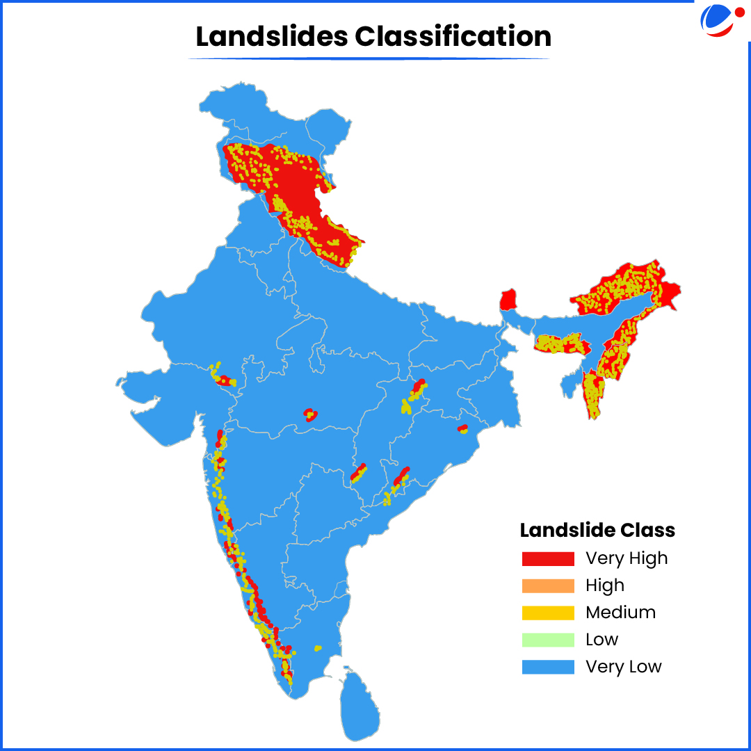 A Map image providing a visual representation of the Landslides classification. It shows the five Landslide class: Very High, High, Medium, Low, very Low.