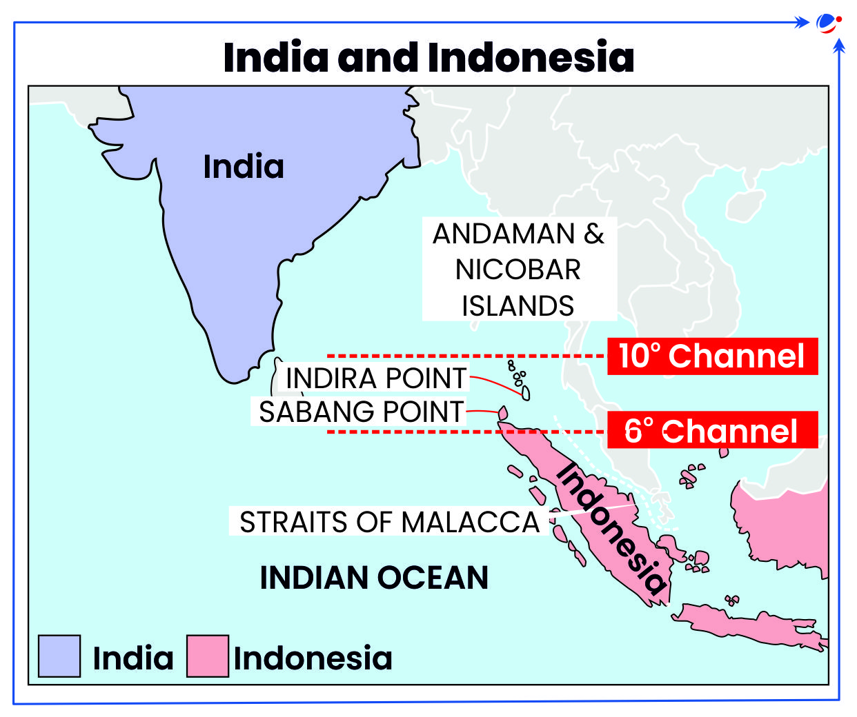 Map specifying location of India, Indonesia