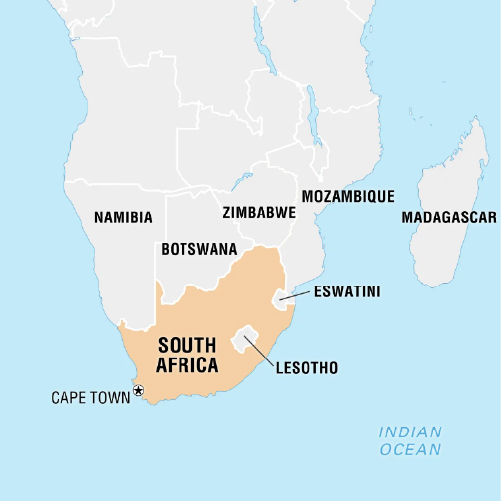 A map of South Africa