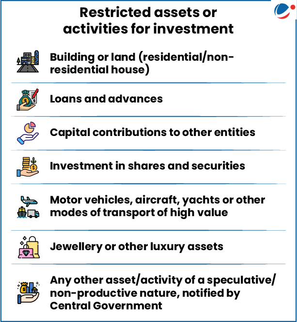List of restricted assets/activities for investment for Startups