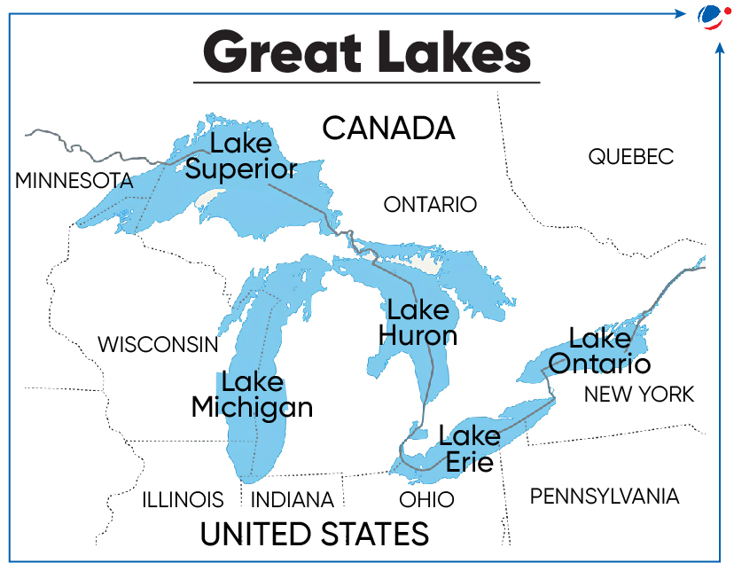 A map of great lakes

Description automatically generated