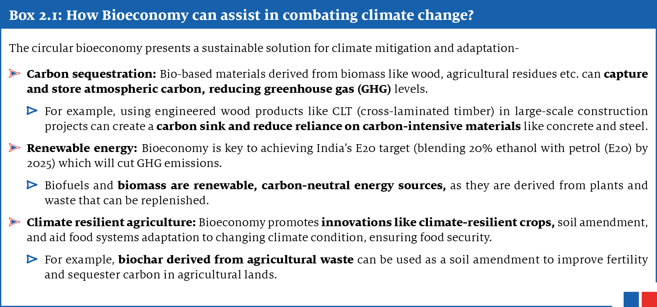 Box indicates how bioeconomy can assit in combating climate change.