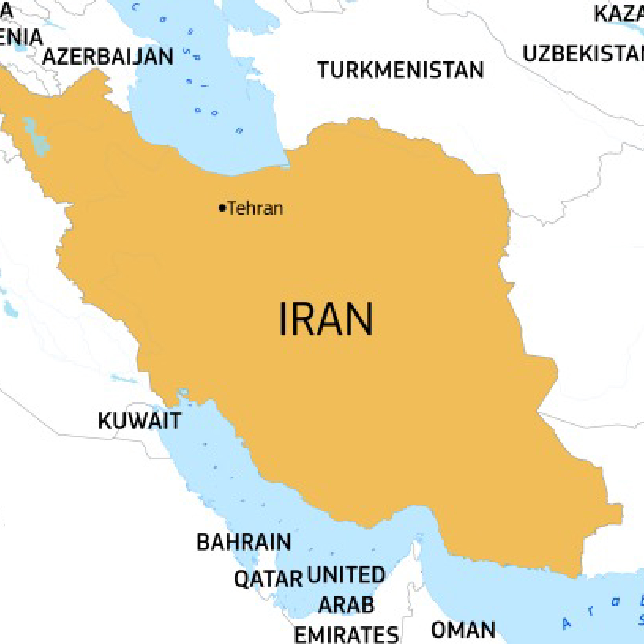Map showing location of Iran