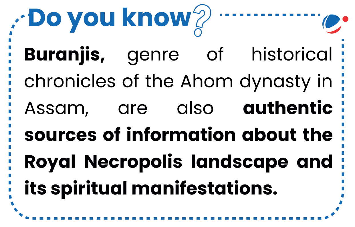 An infographic describing 'Buranjis', which are authentic source of information about Ahom Dynasty. 