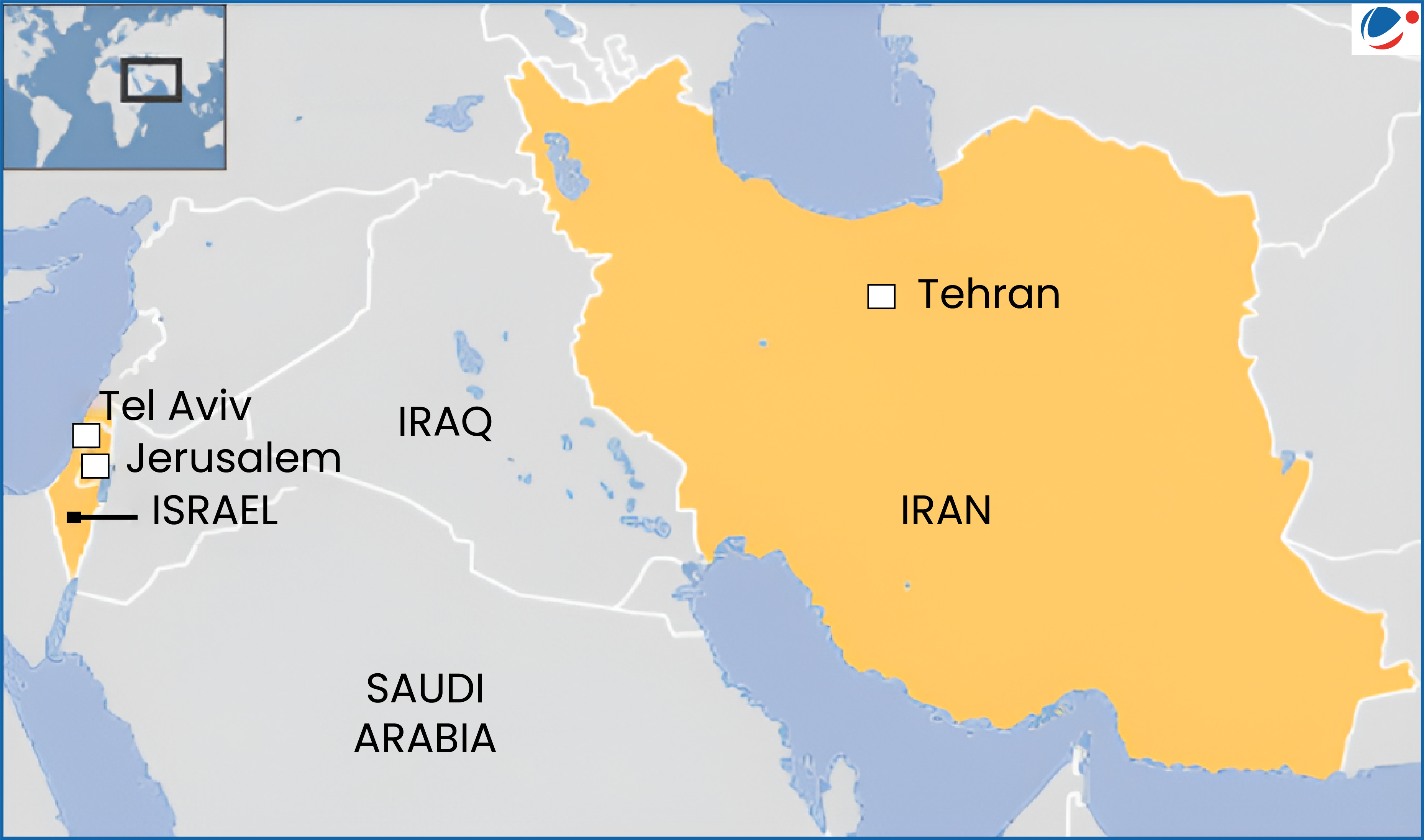 Map showing location of Iran