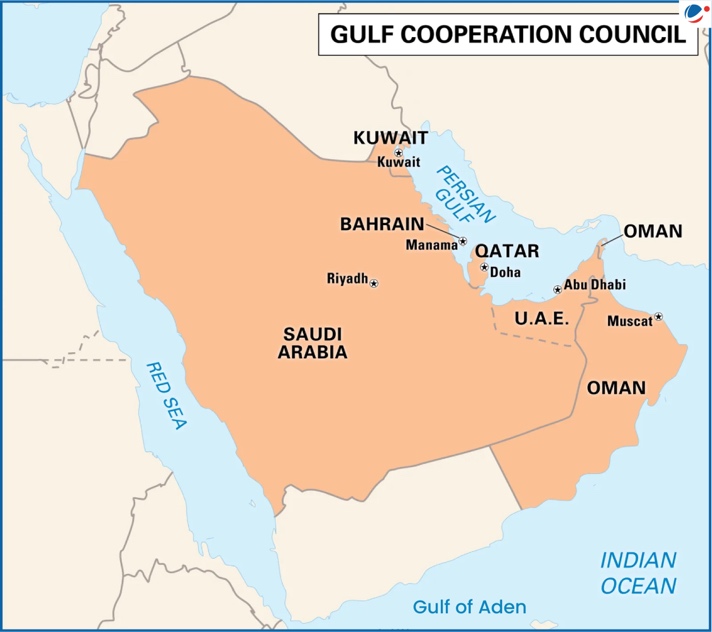Description: A map of the gulf cooperation council

AI-generated content may be incorrect.